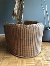 vintage wicker chair and ottoman