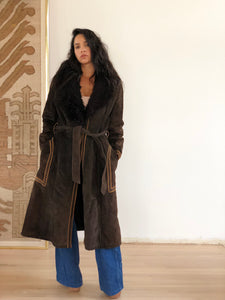 70s Suede + leather winter coat