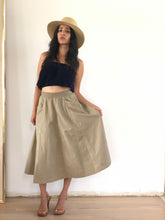 Tan cotton midi skirt